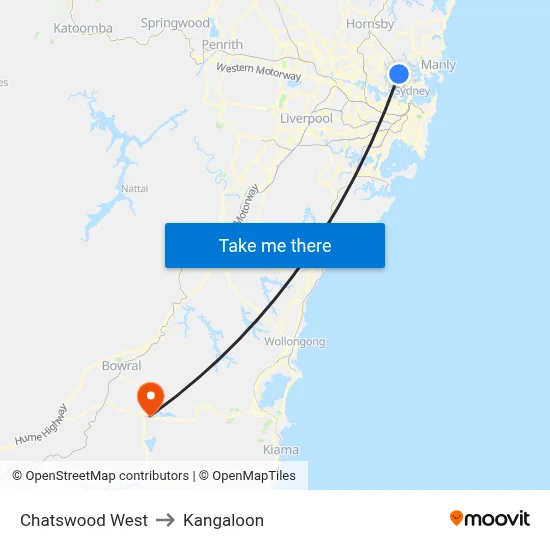 Chatswood West to Kangaloon map