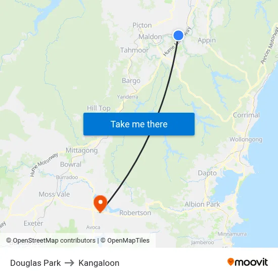 Douglas Park to Kangaloon map