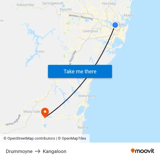 Drummoyne to Kangaloon map