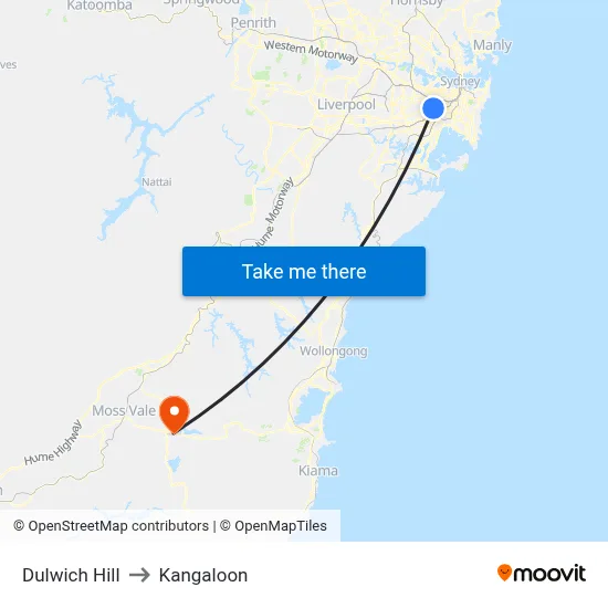 Dulwich Hill to Kangaloon map
