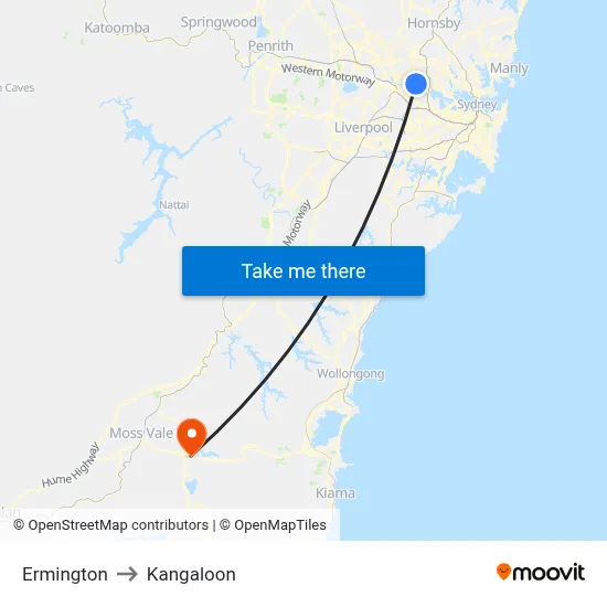 Ermington to Kangaloon map