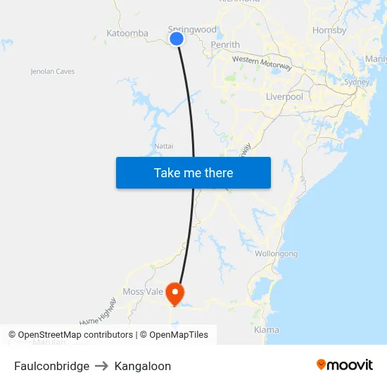 Faulconbridge to Kangaloon map