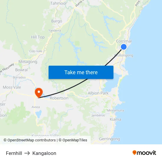 Fernhill to Kangaloon map