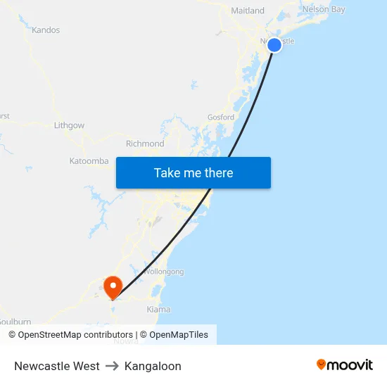 Newcastle West to Kangaloon map