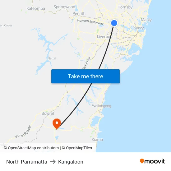 North Parramatta to Kangaloon map