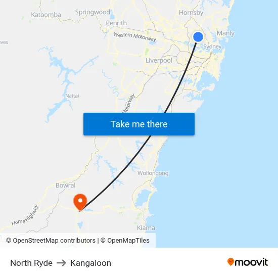 North Ryde to Kangaloon map