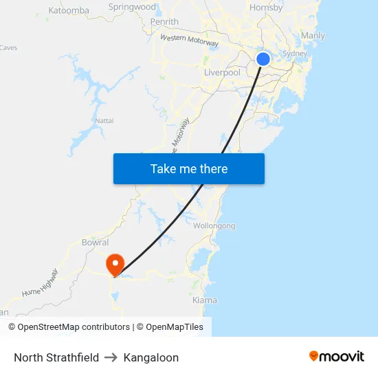 North Strathfield to Kangaloon map