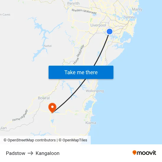Padstow to Kangaloon map