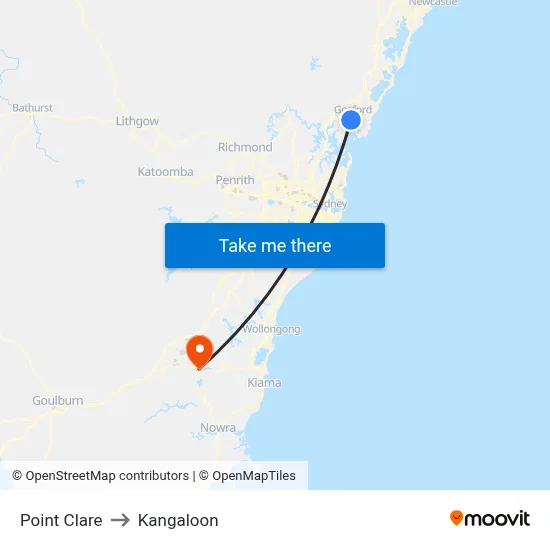 Point Clare to Kangaloon map
