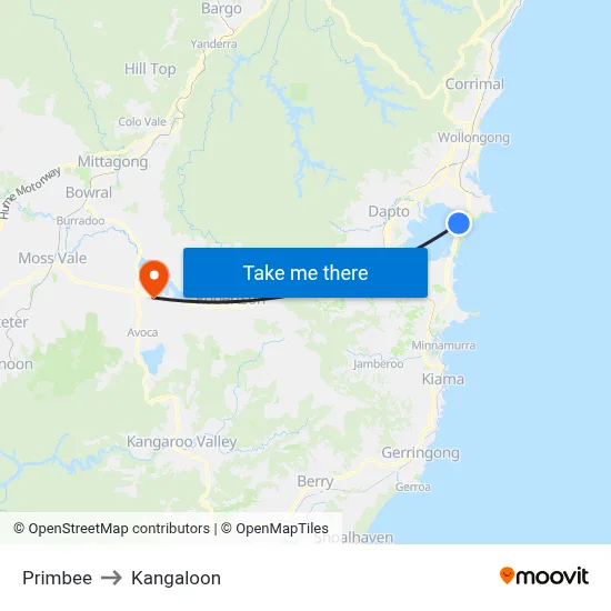 Primbee to Kangaloon map