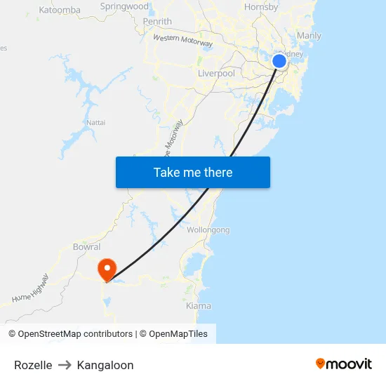 Rozelle to Kangaloon map