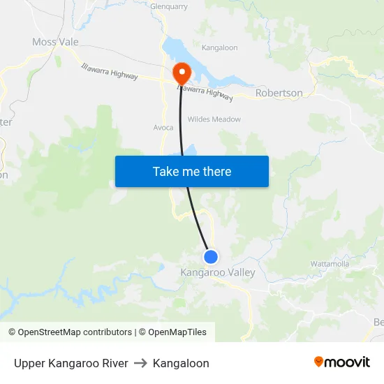 Upper Kangaroo River to Kangaloon map