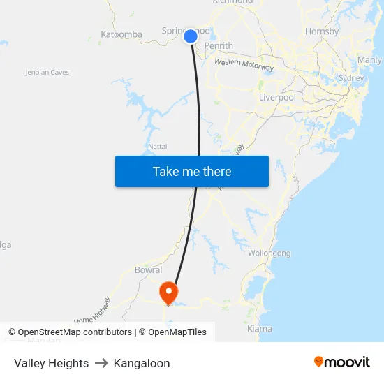 Valley Heights to Kangaloon map