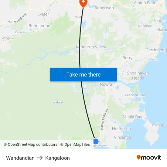 Wandandian to Kangaloon map