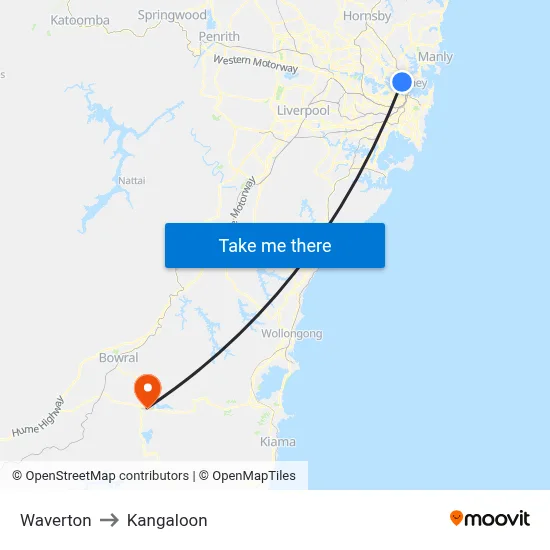 Waverton to Kangaloon map