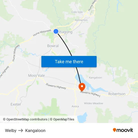 Welby to Kangaloon map