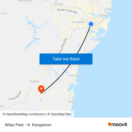 Wiley Park to Kangaloon map