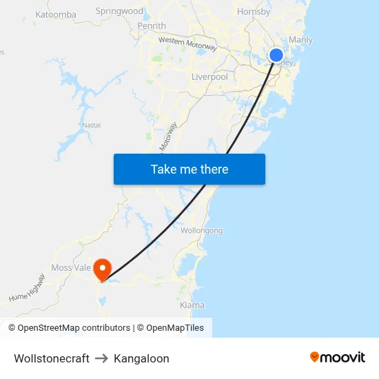 Wollstonecraft to Kangaloon map