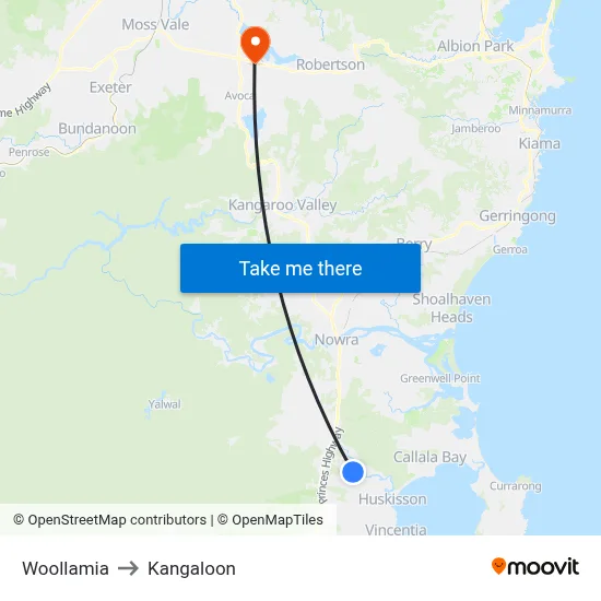 Woollamia to Kangaloon map