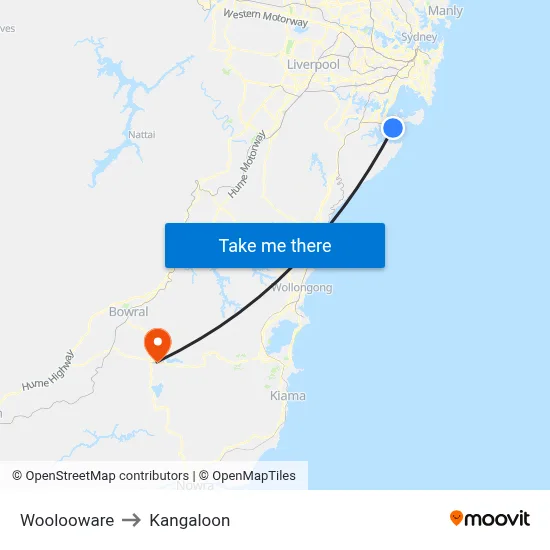 Woolooware to Kangaloon map