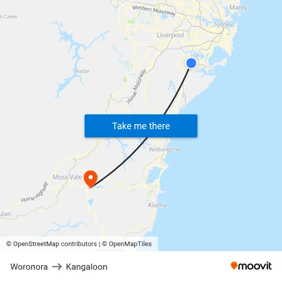 Woronora to Kangaloon map