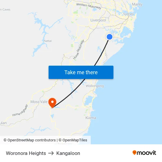 Woronora Heights to Kangaloon map