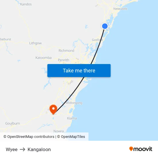 Wyee to Kangaloon map