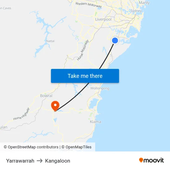 Yarrawarrah to Kangaloon map
