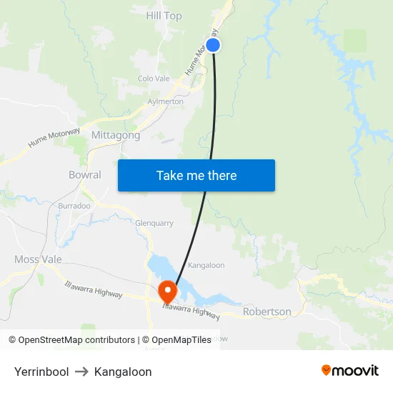 Yerrinbool to Kangaloon map