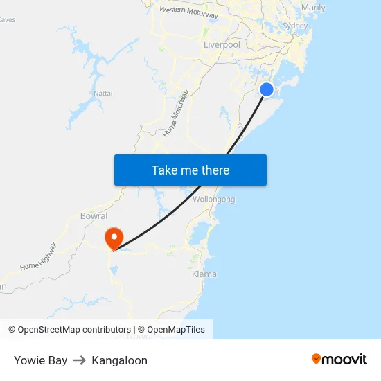 Yowie Bay to Kangaloon map