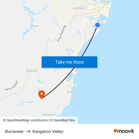 Burraneer to Kangaroo Valley map