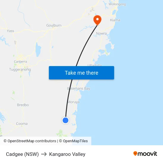 Cadgee (NSW) to Kangaroo Valley map