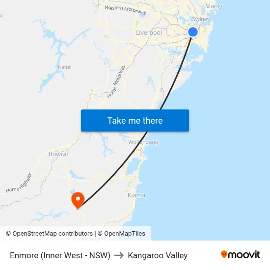 Enmore (Inner West - NSW) to Kangaroo Valley map