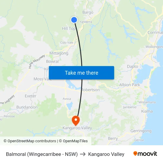 Balmoral (Wingecarribee - NSW) to Kangaroo Valley map