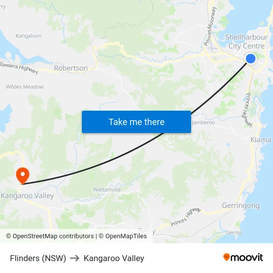 Flinders (NSW) to Kangaroo Valley map
