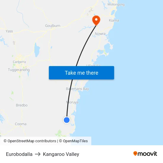 Eurobodalla to Kangaroo Valley map