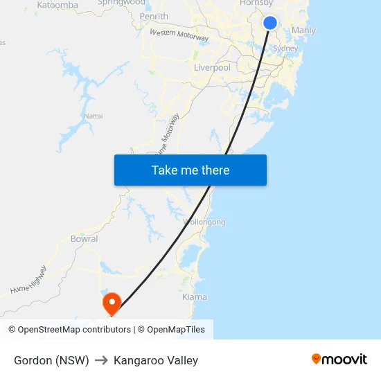 Gordon (NSW) to Kangaroo Valley map