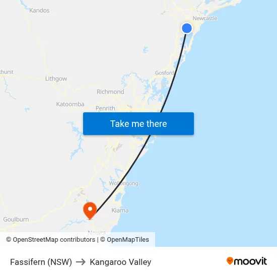 Fassifern (NSW) to Kangaroo Valley map