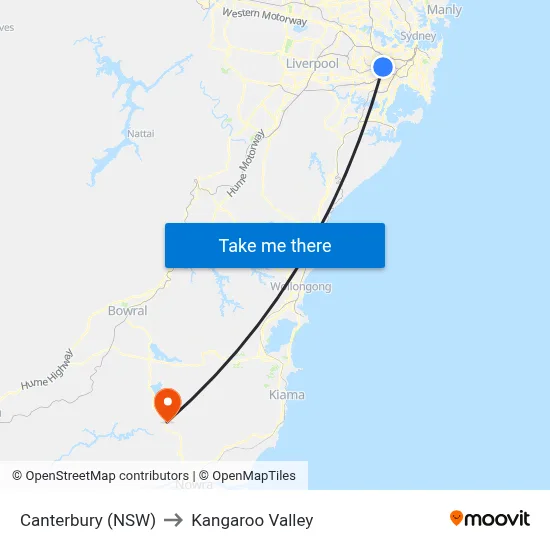 Canterbury (NSW) to Kangaroo Valley map