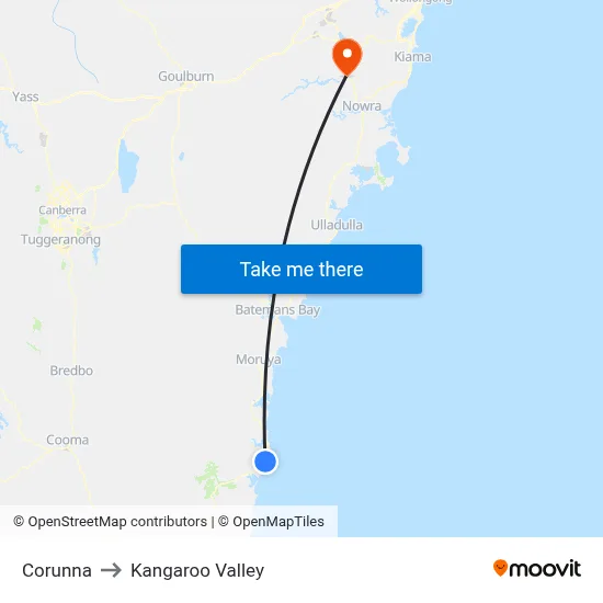 Corunna to Kangaroo Valley map
