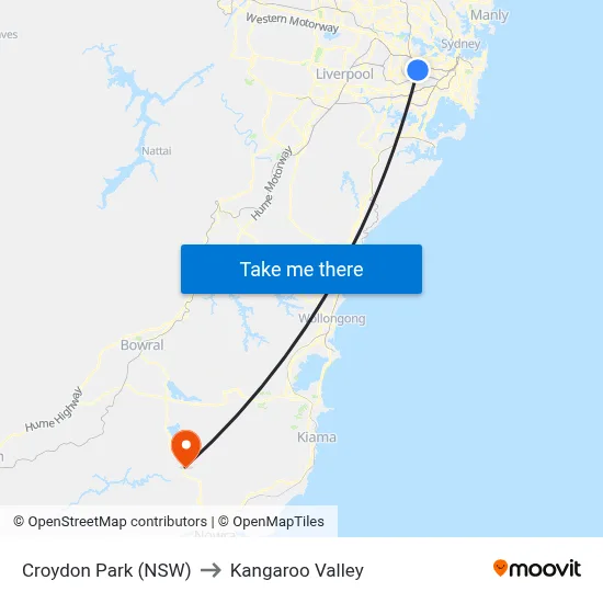 Croydon Park (NSW) to Kangaroo Valley map
