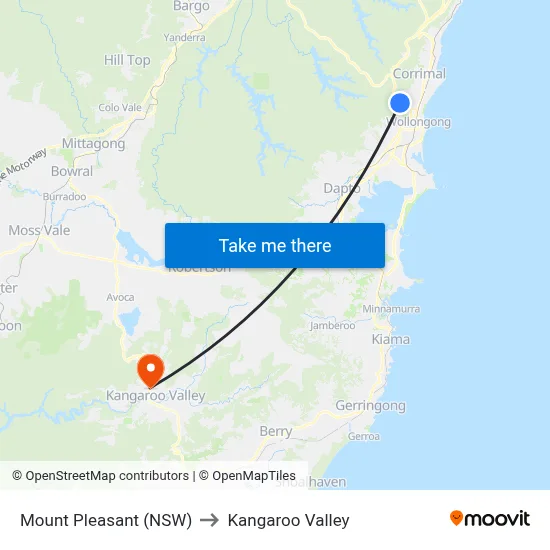 Mount Pleasant (NSW) to Kangaroo Valley map