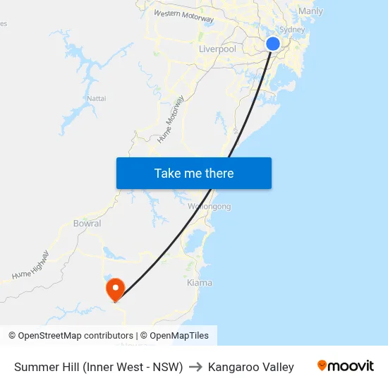 Summer Hill (Inner West - NSW) to Kangaroo Valley map