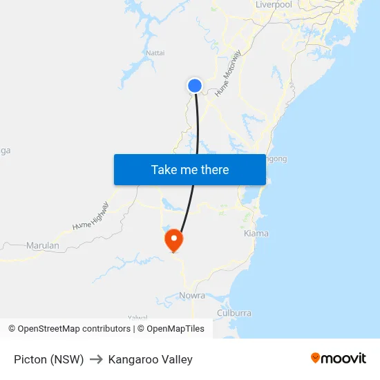 Picton (NSW) to Kangaroo Valley map