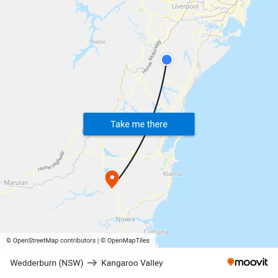 Wedderburn (NSW) to Kangaroo Valley map
