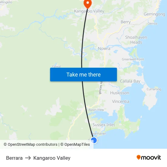 Berrara to Kangaroo Valley map