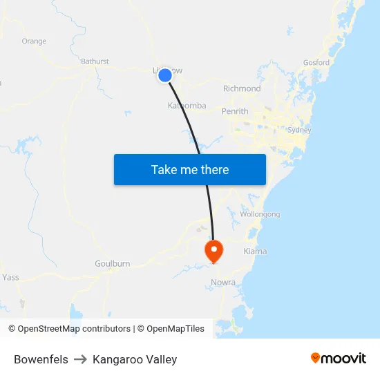 Bowenfels to Kangaroo Valley map