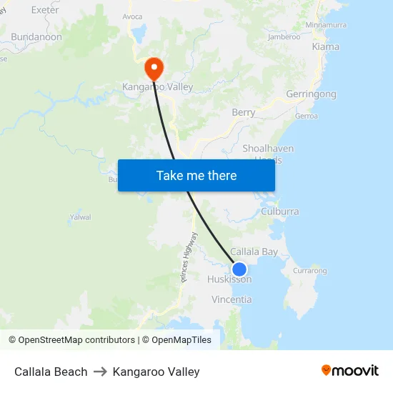 Callala Beach to Kangaroo Valley map