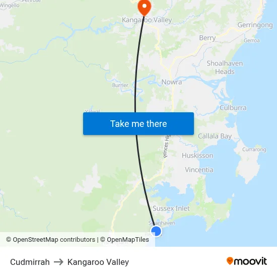 Cudmirrah to Kangaroo Valley map