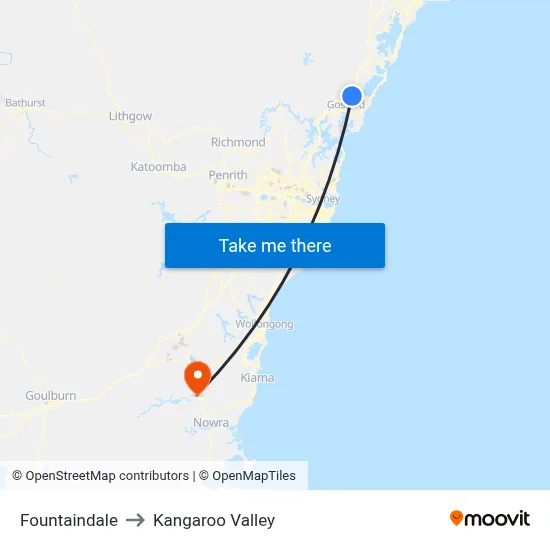 Fountaindale to Kangaroo Valley map